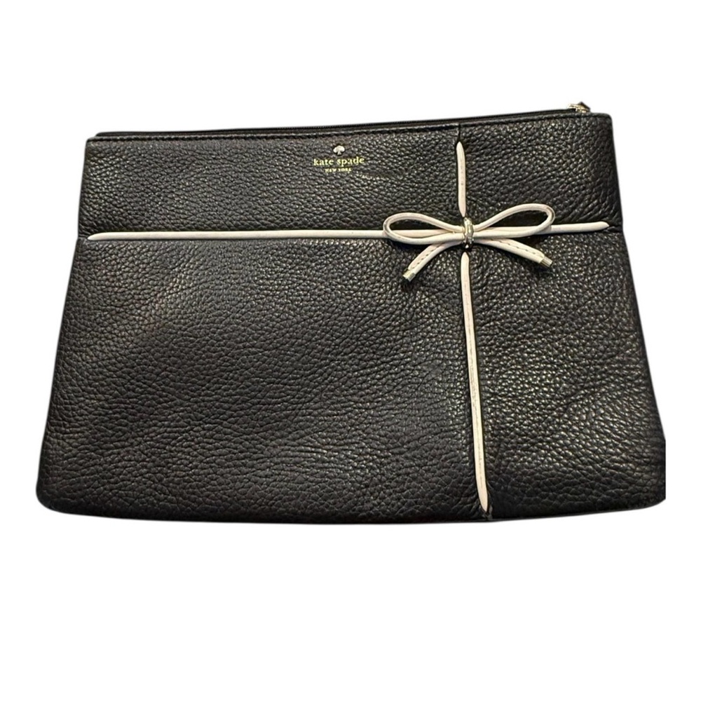 Kate Spade Black and Cream Clutch with Bow Accent